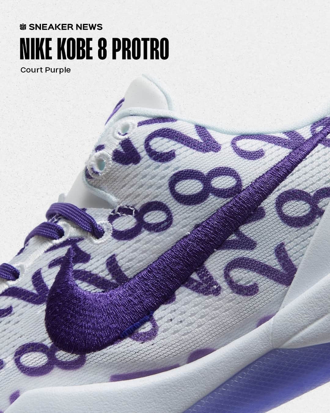 Sneaker Newsさんのインスタグラム写真 - (Sneaker NewsInstagram)「Which one of 🖤🐍's jersey numbers do you like more - 8️⃣ or 2️⃣4️⃣?⁠ ⁠ Nike Kobe 8 Protro "Court Purple" dropping February 8th, 2024! LINK IN BIO for a closer look...」11月23日 7時03分 - sneakernews