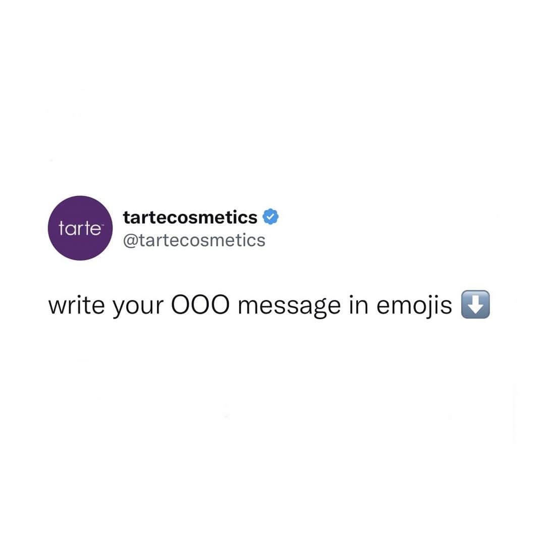 Tarte Cosmeticsのインスタグラム：「Drop your OOO messages below! 👇 We’ll go first.   🍽️🛍️😴🛌   #tartecosmetics #rethinknatural #cyberweeksale」