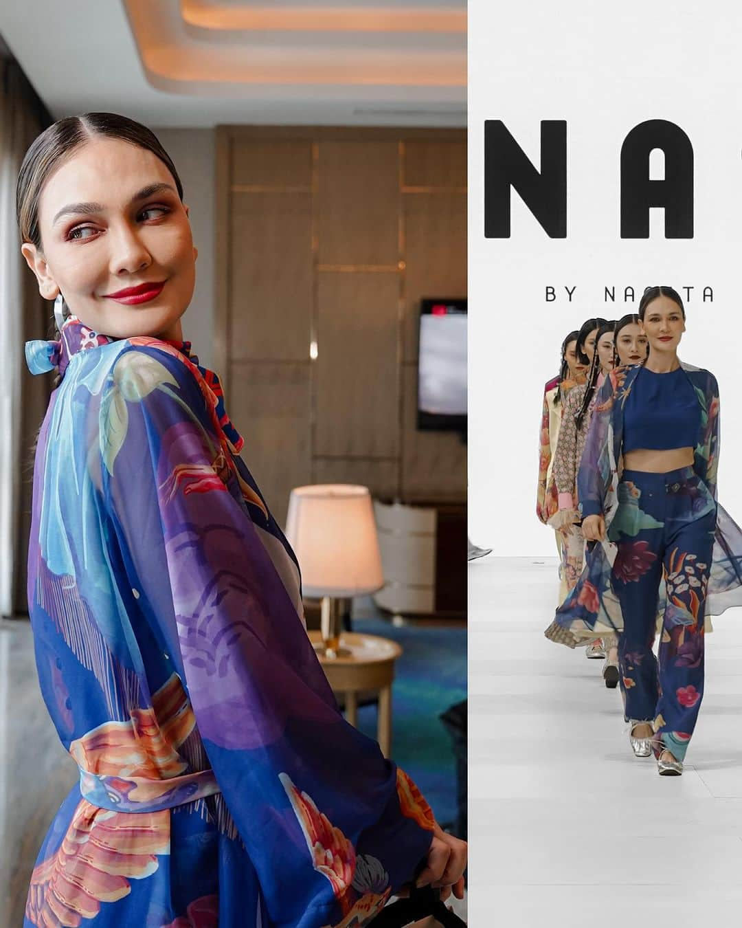 ルナ・マヤさんのインスタグラム写真 - (ルナ・マヤInstagram)「Walking down the runway in style💙  Obsessed with these vibrant colors and diverse patterns outfit from @naslbynagitaslavina @raffinagita1717 🫶  Make Up: @archangelachelsea  Hairdo: @ranggayusuf」10月30日 16時08分 - lunamaya