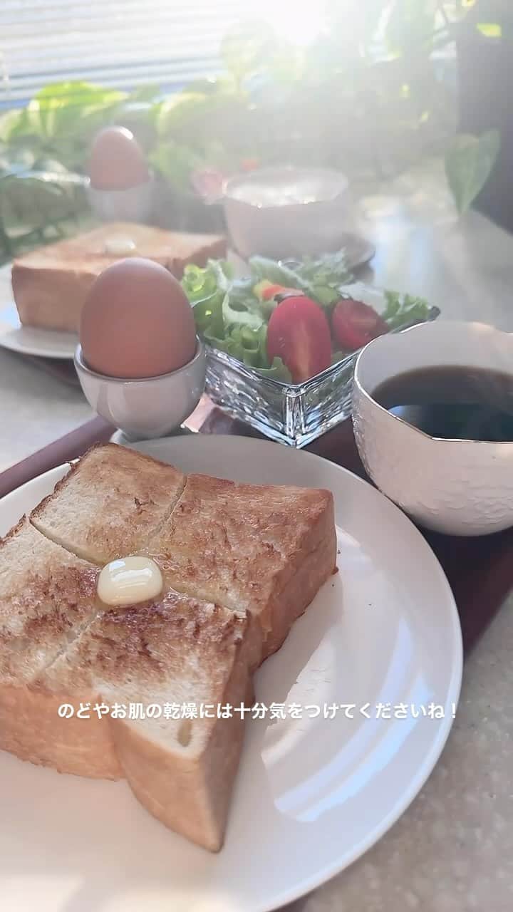 水谷雅子のインスタグラム：「名古屋22℃☀️ おはようございます！ 今週もよろしくお願いいたします🐶😊🩷 今朝は青空が広がった気持ちのいい晴れ。 今日も安定したお天気になります。 のどやお肌の乾燥には十分気をつけてくださいね！ 朝食はしっかり食べて頑張って行ってらっしゃい🩷 #goodmorning  #朝食#breakfast  #秋田犬#akitainu #dogsofinstagram  #トースト#輝絹パン #サラダ#ゆで卵 #ホットコーヒー#カフェオレ#珈琲 #水谷雅子 #水谷雅子の美容の秘訣シリーズ」