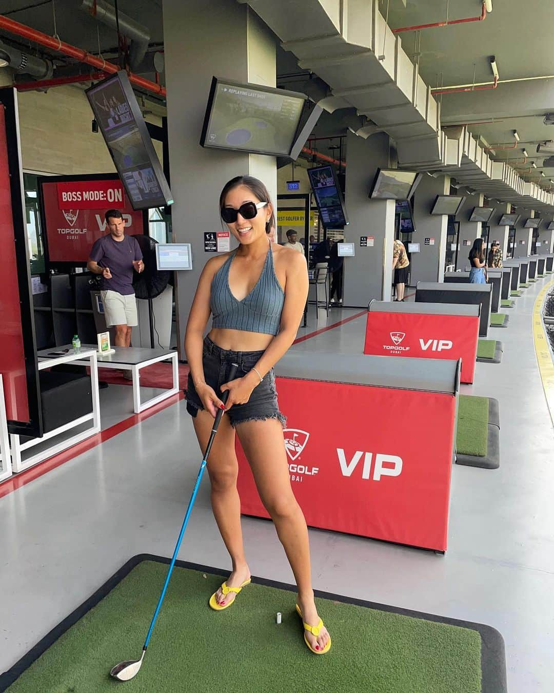 奥野彩加のインスタグラム：「Top Golf in Dubai✨🤌🏌️‍♀️💛  ドバイでトップゴルフに！ ゴルフ好き〜✨ #topgolf #topgolfdubai #VIP #golf #athlete #ゴルフ女子 #ゴルフ #ドバイ」