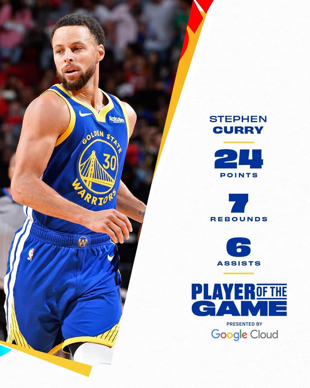 ゴールデンステート・ウォリアーズのインスタグラム：「30 knows how to perform 👏  Player of the Game, powered by @googlecloud」