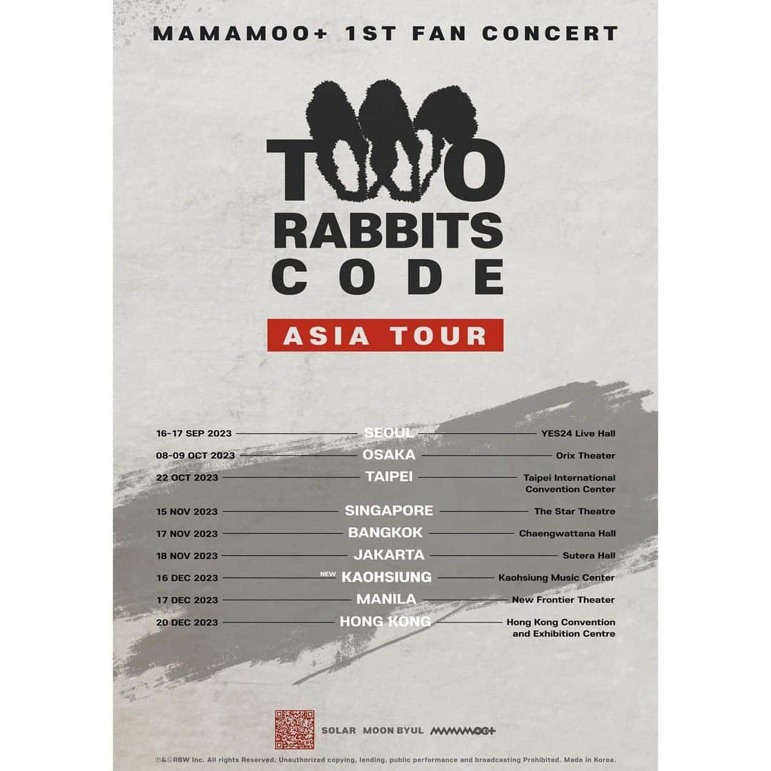 Mamamooのインスタグラム：「[#마마무+]  [MAMAMOO+ 1ST FAN  CONCERT [TWO RABBITS CODE]  - ASIA TOUR] NEW SCHEDULER   #마마무플러스 #MAMAMOOplus  #TWO_RABBITS_CODE」