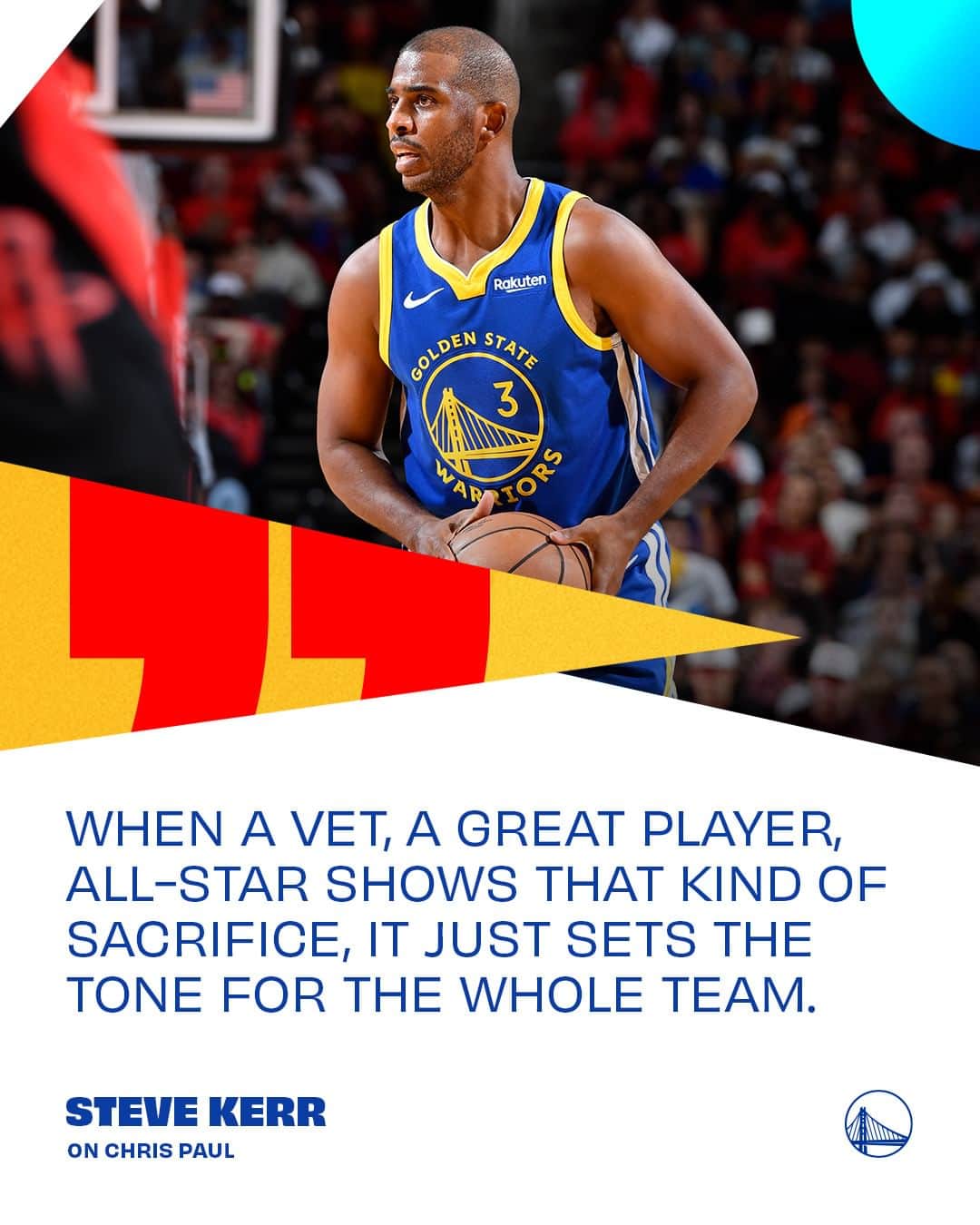 ゴールデンステート・ウォリアーズのインスタグラム：「"The vibe is great on our team and Chris is one of the main reasons for that."」
