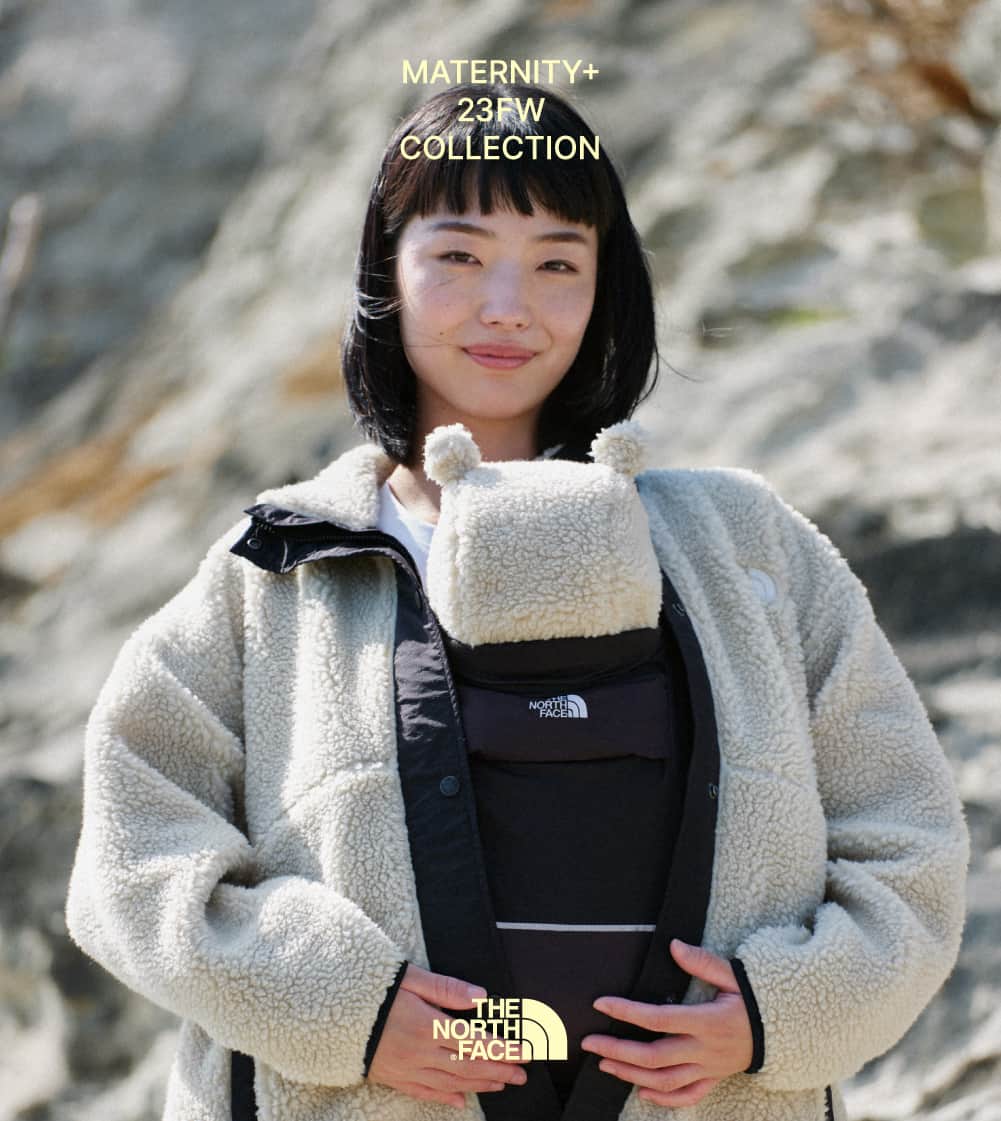 THE NORTH FACE JAPANのインスタグラム：「THE NORTH FACE MATERNITY+ 2023年秋冬コレクション、追加アイテム登場。   ザ・ノース・フェイスのMATERNITY+は、挑戦の連続となる変化に立ち向かい、それさえも楽しむ家族たちのために、従来の枠にとらわれないマタニティアイテムを用意しています。  マタニティボアフリース＆ベビーキャップセット（NYM72301）は、妊娠中はもちろん、産後に子供を抱っこした上から羽織ることができるボアフリースのジャケットと、おそろい素材のベビーキャップのセットです。表地は、軽くやわらかいリサイクルフリース素材、ジャケットの裏地の裾部分は子供を抱っこした際に靴などが当たることを想定し、汚れが落ちやすいタフタ生地を採用しています。耳付きで愛らしいデザインのベビーキャップの裏地には、肌触りのよいオーガニックコットンを配置しています。静電気の発生を抑えた静電ケアに配慮。単体でも着こなしやすいオーバーシルエットで、妊娠中から産後まで長期間着用できる1着です。   NYM72301　 Maternity Boa Fleece Jacket & Baby Cap　￥46,200 (税込)   #ザノースフェイス #ノースフェイス #thenorthface #TNFmaternity #neverstopexploring」