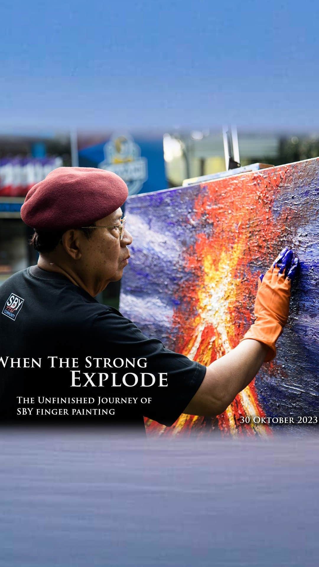 アニ・ユドヨノのインスタグラム：「When the Strong Explode, The Unfinished Journey of SBY Finger Painting  Cikeas, 30 October 2023」