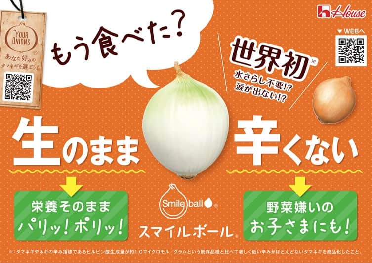 道の駅やちよのインスタグラム：「やちよ農業交流センター内 「みんなのマルシェ」よりお知らせです。 予告‼️ お待たせしました😊 ハウス食品の辛くない玉ねぎ 「スマイルボール」が 11月より「みんなのマルシェ」で 販売予定です。 #道の駅やちよ  #やちよ農業交流センター #八千代市 #スマイルボール #辛くない玉ねぎ」