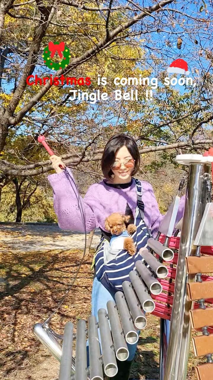 ユン・セアのインスタグラム：「Wow!! Perfect!! Ho~Ho~Ho~🤶 #jinglebells #christmas #중앙공원 #🎄」