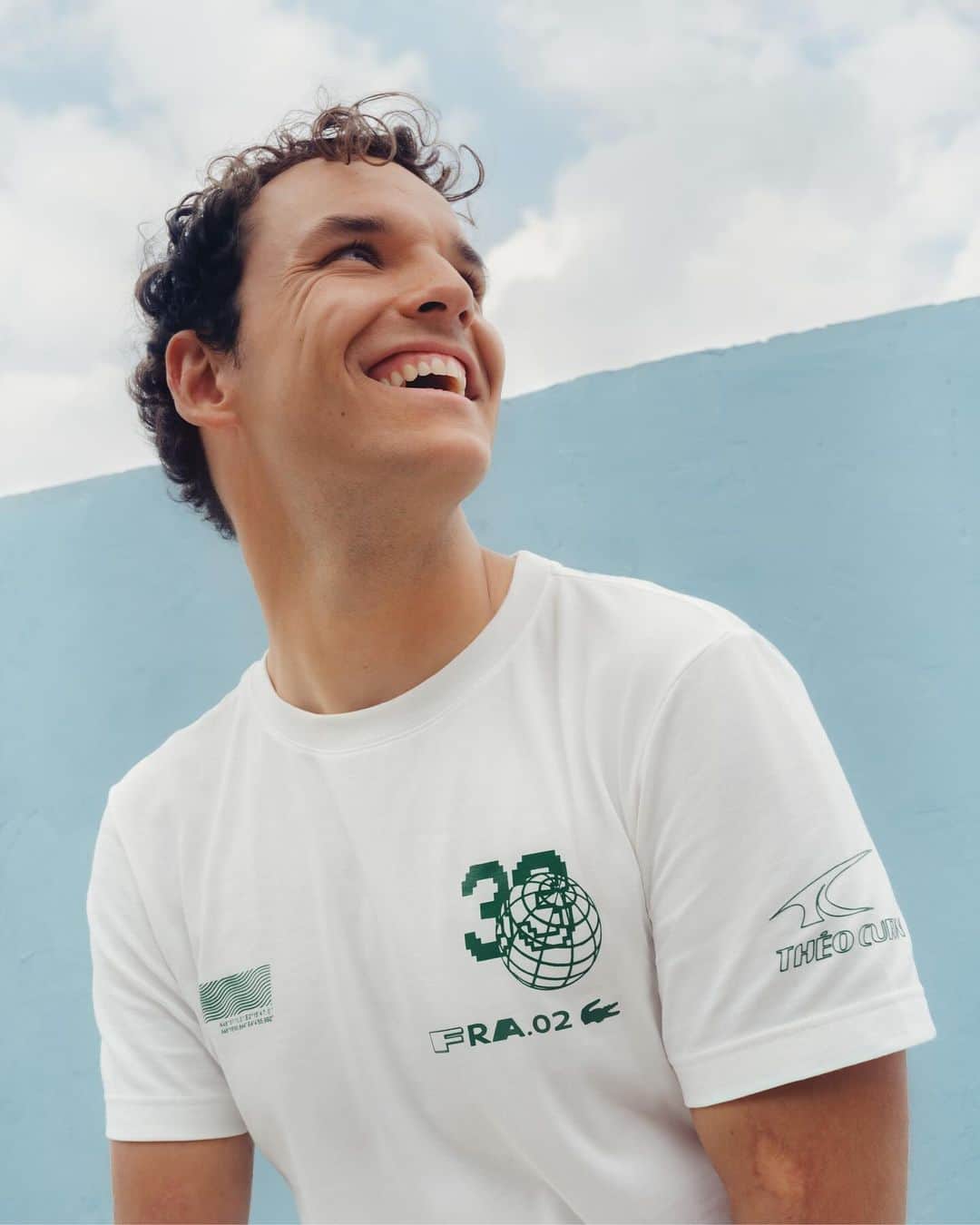 Lacosteのインスタグラム：「This season, the #LacostexTheoCurin pieces take things even further: each piece that is purchased supports a sporting project undertaken by extraordinary personalities. 💫  The collection is available now on lacoste.com, Europe, North America and select stores then November 9th for Brazil.」