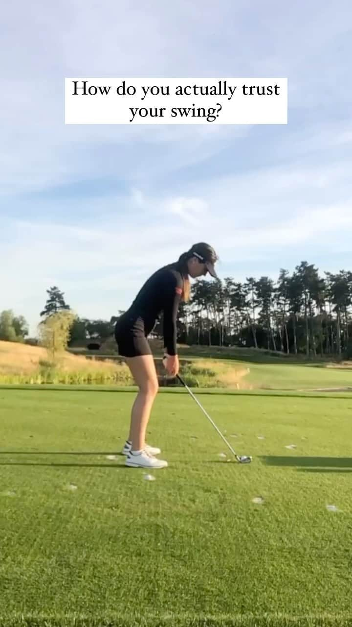 サンドラ・ガルのインスタグラム：「While everyone is looking into new swing trends, tools, hacks, videos, analyses and angles…I dare you to look at your trust. And don’t get me wrong - I’m not bypassing the fact that you probably need to work on your swing, I’m just challenging your single-minded focus on technique.  Because if only the greatest swings were playing on tour - it would look a little different out there.  Before you buy your next set of clubs and newest swing improvement tool, I dare you to ask yourself a simple question: do I actually trust my abilities? And by that I mean your ability to stay present, when faced with danger ⚠️ (talking water and OB here), your ability to refocus on the task at hand when people are watching you and your ability to feel the shot you are about to hit with every fiber of your being before you pull the trigger.  A new Driver is cool, but it won’t fix your trust.   If you are curious about learning more, type the word “TRUST” in the comment section and I’ll send you a DM.   I have a few spots open again before the end of the year.   ✌🏻」