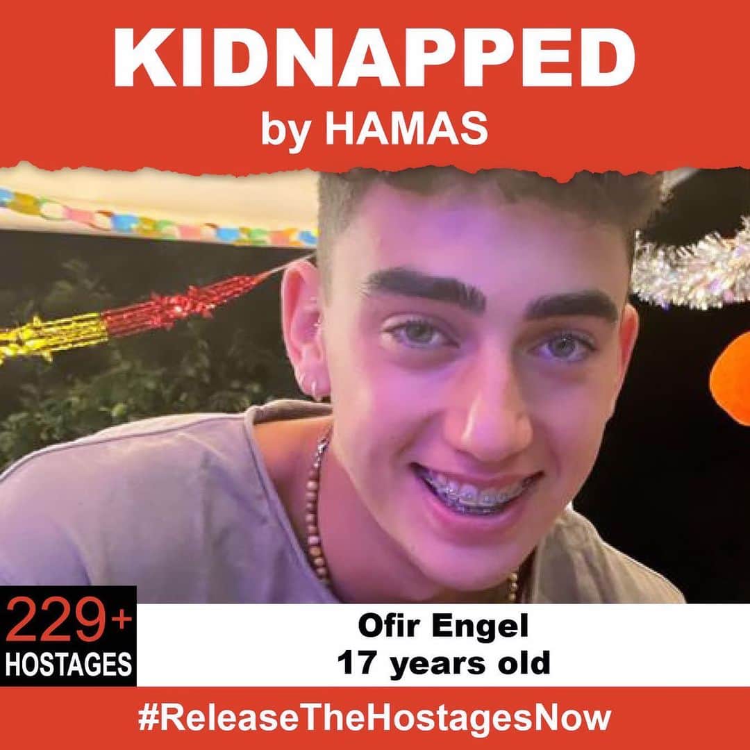 ジョシュア・マリーナのインスタグラム：「On October 7th, 17 year old Ofir Engel was stolen from his family when Hamas terrorists invaded Israel. Ofir is one of 229+ hostages being held captive in Gaza in unknown conditions for over three weeks. He should be home with his family.   Release Ofir Engel now!  #ReleaseTheHostagesNow #NoHostageLeftBehind   To see photos of all of the hostages and to share a poster yourself, please visit @kidnappedfromisrael」