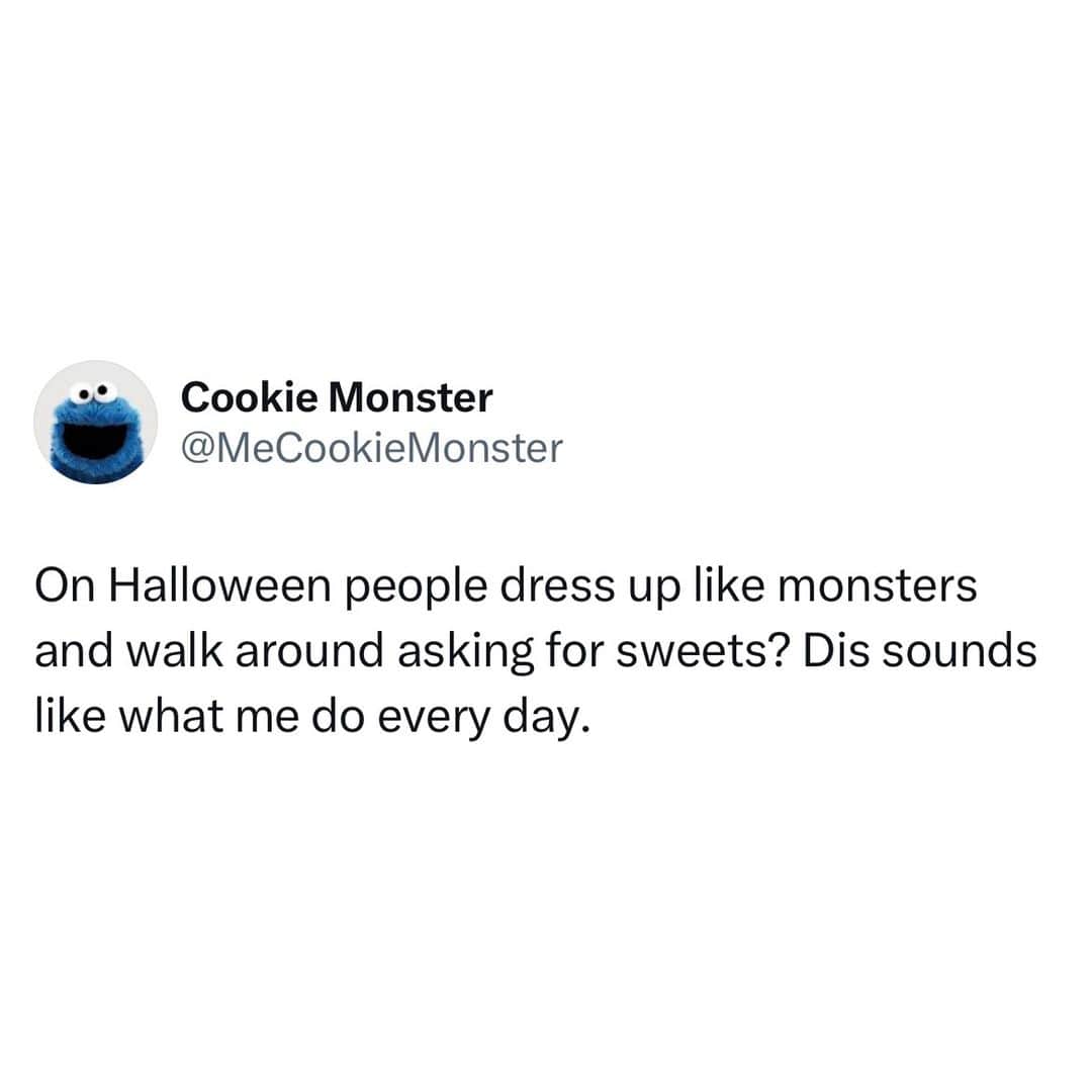 セサミストリートのインスタグラム：「Never change, Cookie Monster! 😂💙」
