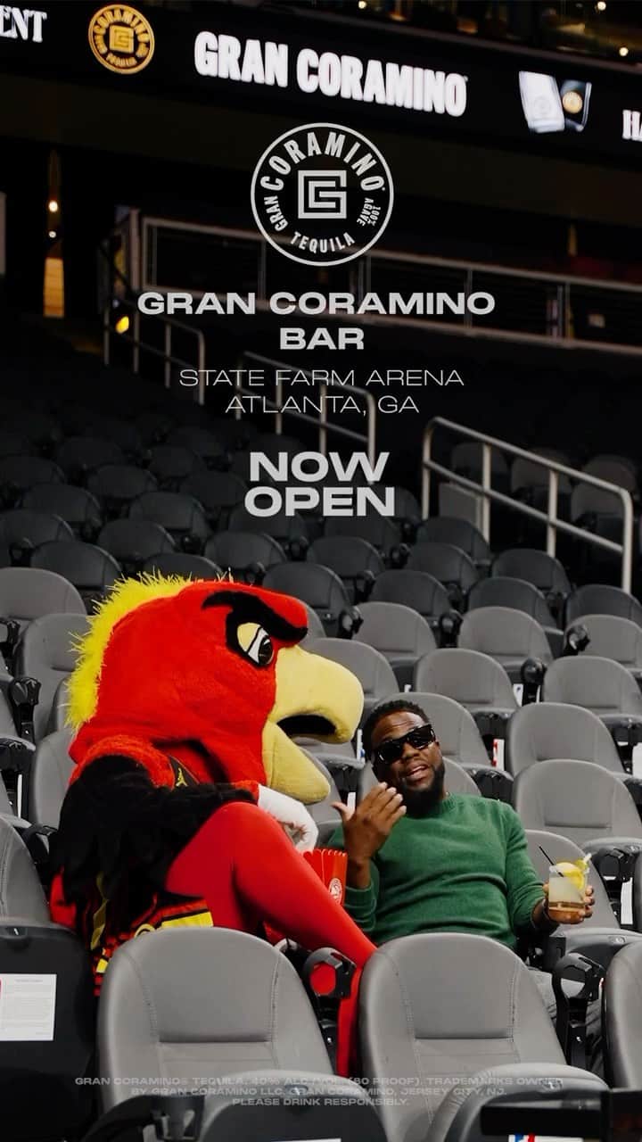 ケビン・ハートのインスタグラム：「Life lessons with @atlharrythehawk   Join us at the GRAN CORAMINO BAR inside State Farm Arena, OPEN NOW!」