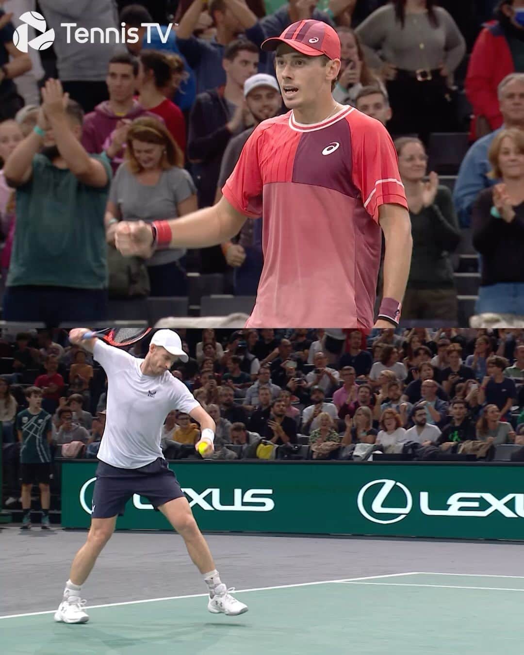 アレックス・デミノーのインスタグラム：「Another day. Another Demon comeback 🧠 @alexdeminaur  . #tennis #tennistv #atp #sports #deminaur #murray #rolexparismasters」