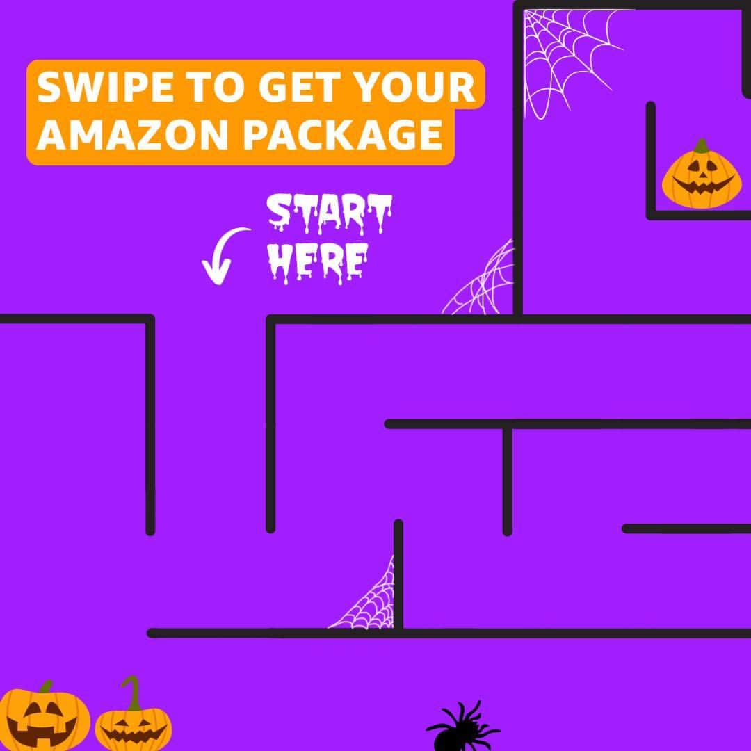 Amazonのインスタグラム：「Swipe through this spooky maze to get to your package, if you dare! 📦👻 Did you make it to the end?」