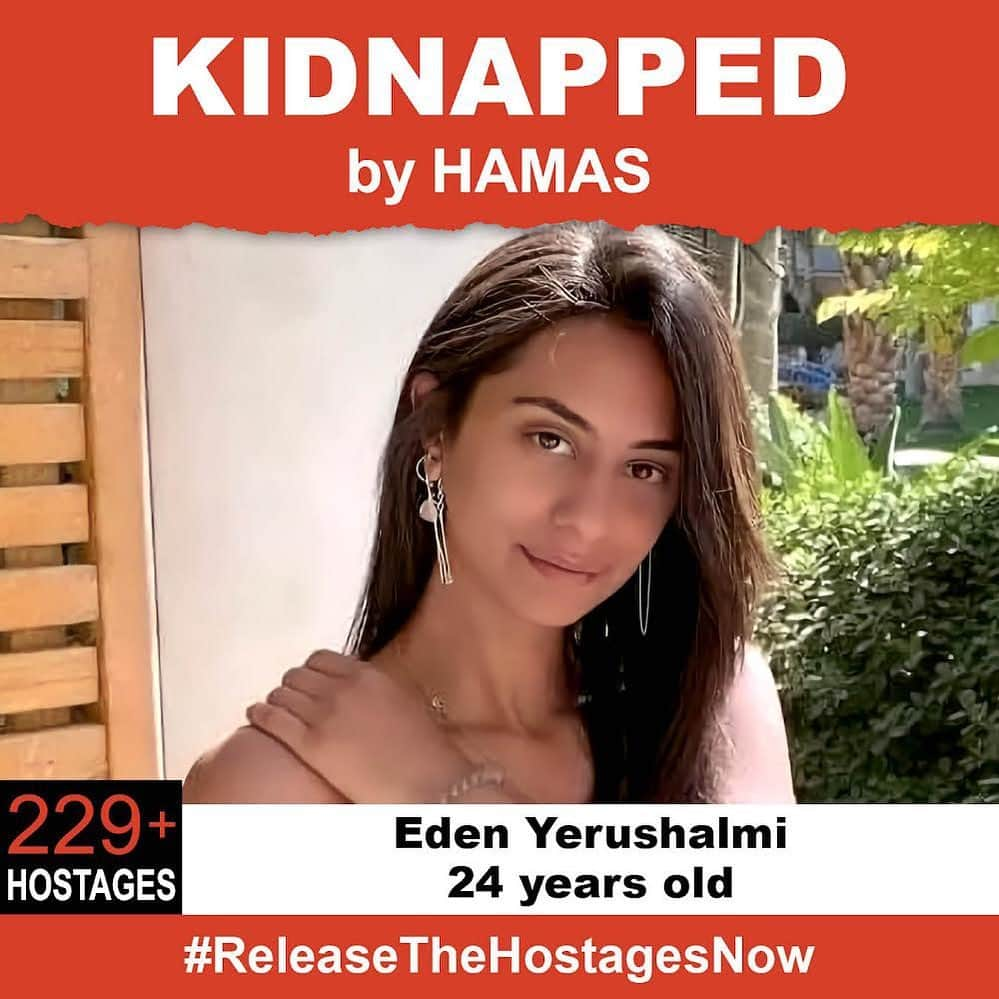 オデイア・ラッシュさんのインスタグラム写真 - (オデイア・ラッシュInstagram)「On October 7th, 24 year old Eden Yerushalmi was stolen from her family when Hamas terrorists invaded Israel. Eden Yerushalmi is one of 229+ hostages being held captive in Gaza in unknown conditions for over three weeks. She should be home with her family.  Release Eden now!  #ReleaseTheHostagesNow #NoHostageLeftBehind   To see photos of all of the hostages and to share a poster yourself, please visit @kidnappedfromisrael」10月31日 1時30分 - odeyarush