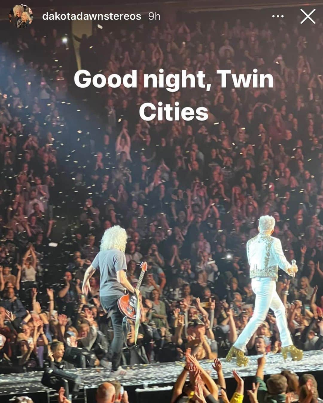 ブライアン・メイのインスタグラム：「…. And thanks Minneapolis and Saint Paul folks for two amazing nights.  Bri」