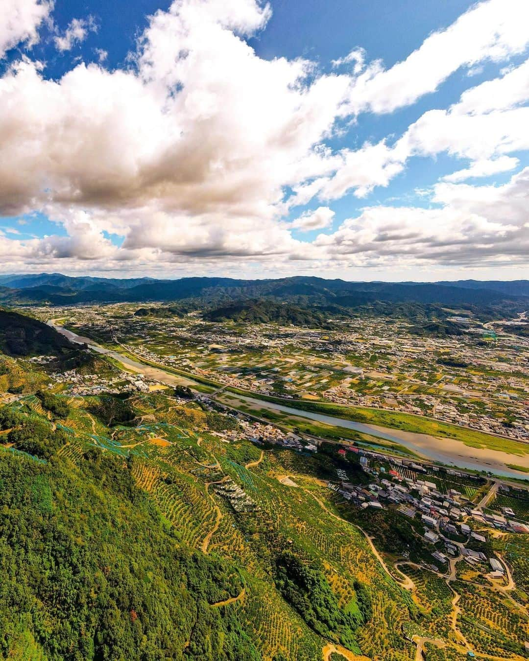 Visit Wakayamaのインスタグラム：「. Terraced orchards of mandarin oranges climb the steep slopes of Mt. Senba-Yama on a beautiful day.  📸 @bumpy_gram 📍 Mt. Senba-Yama, Wakayama . . . . . #discoverjapan #unknownjapan #instajapan #landscape #japan #japantrip #japantravel #beautifuldestinations #wakayama #wakayamagram #explore #adventure #visitwakayama #travelsoon #visitjapan #stayadventurous #igpassport #explorejapan #lonelyplanet #sustainabletourism #orchard #mandarins #autumninjapan #koyasan #scenicspots #mikan #beautyofnature #sunnydays #sunshine #senbayama」