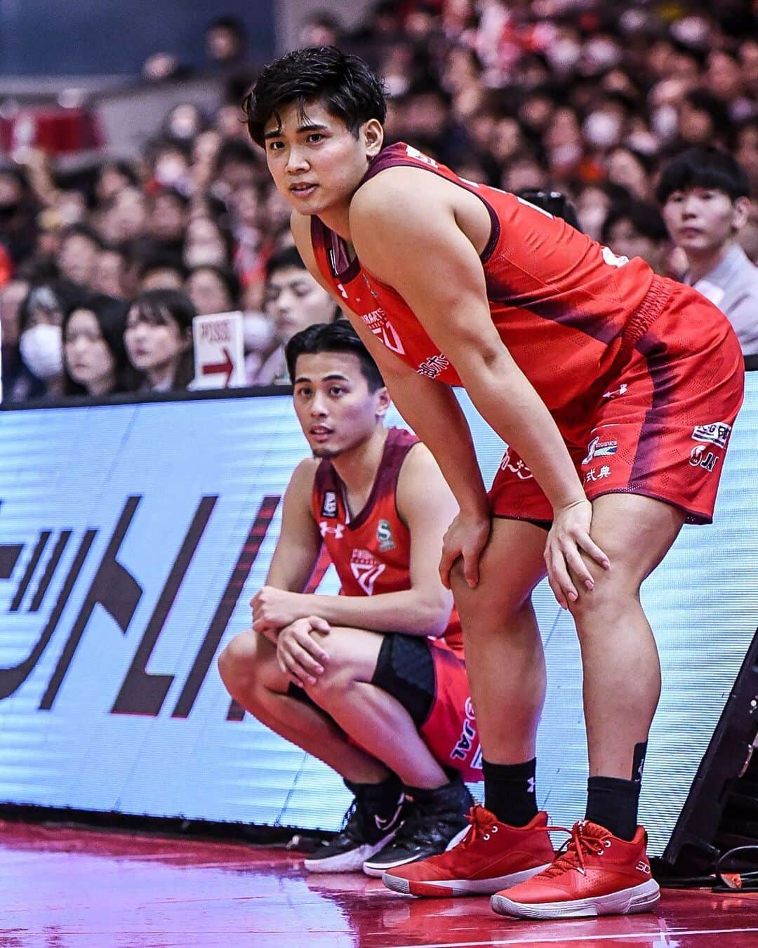 千葉ジェッツのインスタグラム：「頼りにしてます🥹🐿🦍✨  #富樫勇樹 #原修太 #93年組 #仲良し #ベストコンビ #並んでると撮ってしまう📸 #chibajets #Bリーグ #千葉ジェッツ #バスケ #basketball #portrait  #photograph #ジェッツ写真部 #レンズ越しの世界」