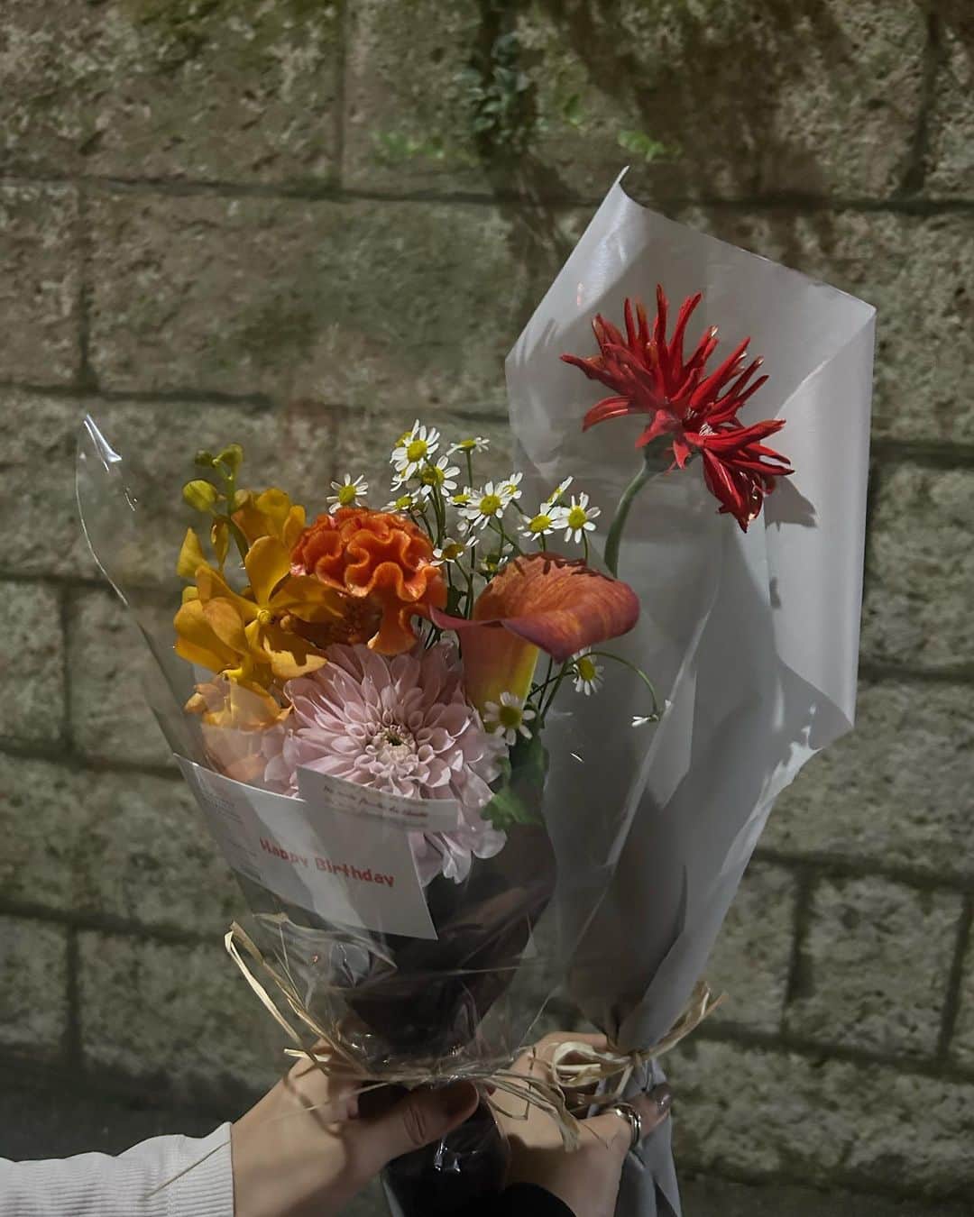 前田悠雅さんのインスタグラム写真 - (前田悠雅Instagram)「誕生日を毎年お祝いしてくれる友達に「毎年ありがとう」って一目惚れしたガーベラを一輪用意したら相手はもっと素敵な花束を用意してくれていて、可愛いお花の交換をしました💐 ちなみにもう一輪のガーベラは母に 「ママになって25年記念日おめでとう」で。」10月30日 19時57分 - ygm1019