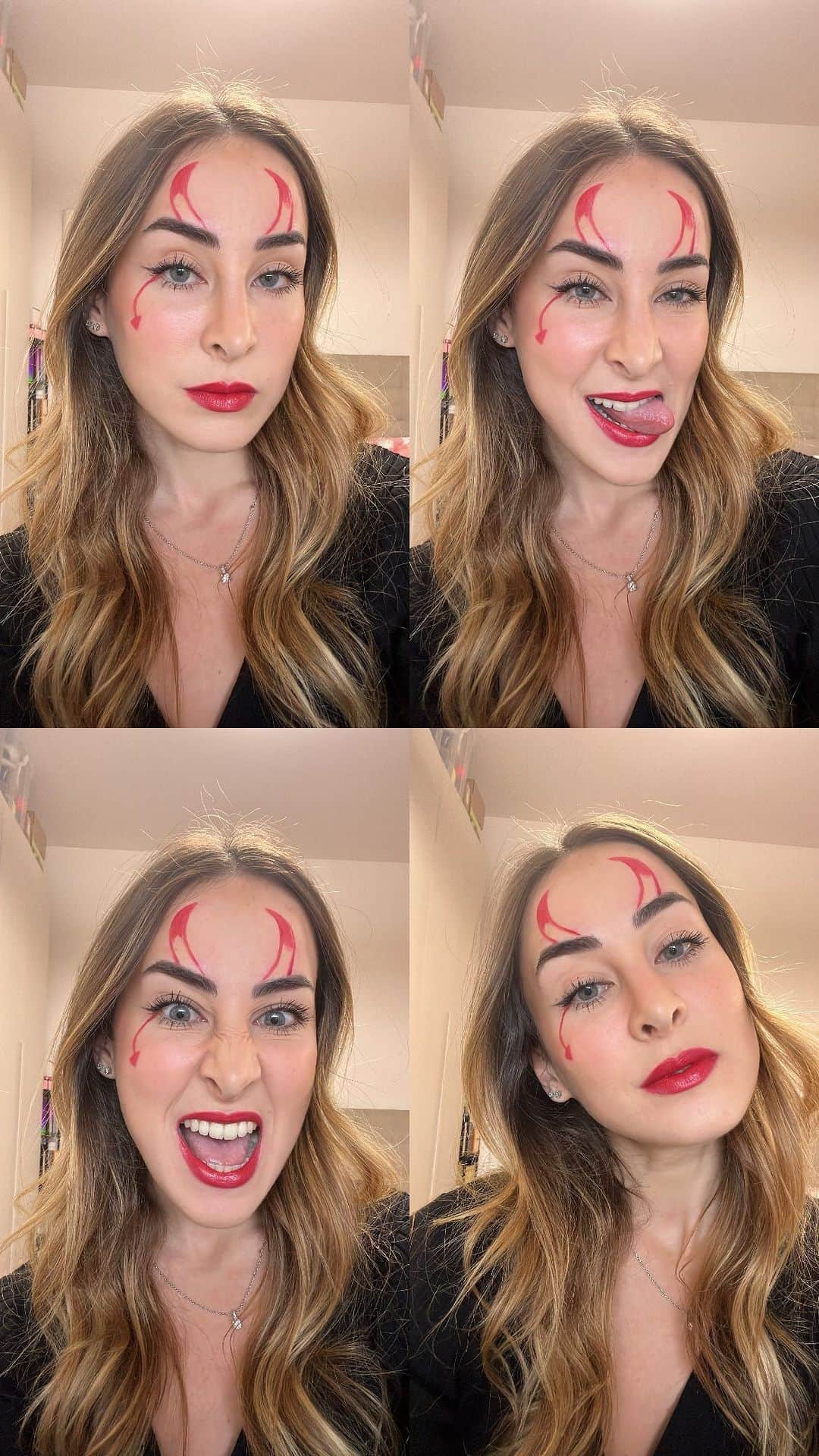 カルロッタ・フェリートのインスタグラム：「Easy Halloween Make-up 🎃☠️🖤 Tagga nei commenti e manda questo video all’amica che deve ricrearlo, è super facile! ✨ Come festeggerete domani? 🍭 #halloween #halloweenmakeup」