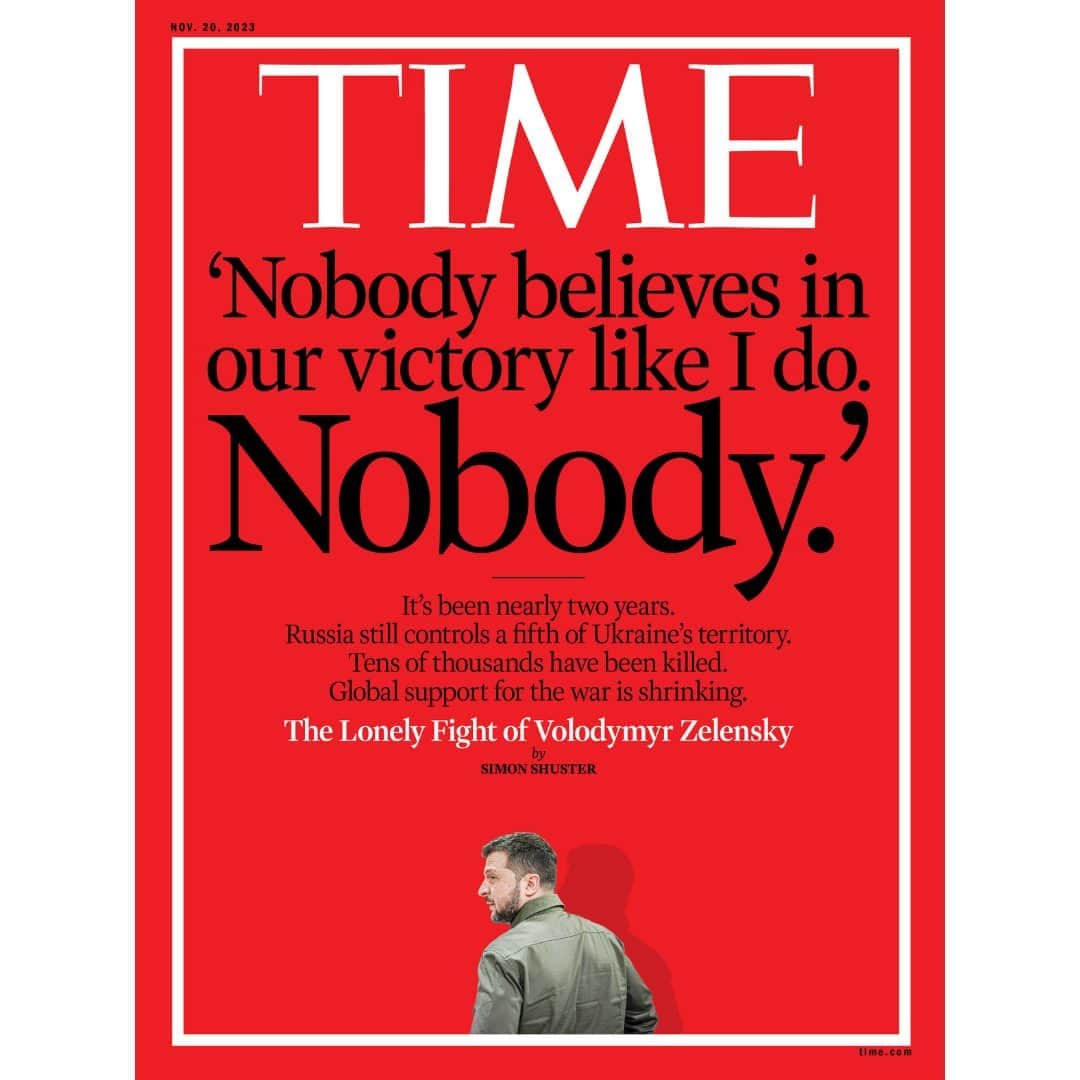TIME Magazineさんのインスタグラム写真 - (TIME MagazineInstagram)「"Nobody believes in our victory like I do. Nobody."  In a new interview, Volodymyr Zelensky tells TIME he sees no option but to press on with the war through the winter and beyond—even as public support declines. "I don't think Ukraine can allow itself to get tired of the war," he says.  At the link in bio, go inside Zelensky's lonely fight to save Ukraine as war fatigue spreads.  Photograph by Kay Nietfeld—Picture Alliance/Getty Images」10月30日 21時04分 - time