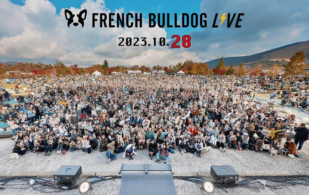 French Bulldog Lifeのインスタグラム：「【フレブルLIVE 2023、圧巻の集合写真⚡️】 二日間、延べ『6,500人・4,000頭のフレンチブルドッグ』の集合写真がこれだ！  編集部も語彙力失っています…！ ヤバくないですか…？（笑）  このお写真は、後日「フレブルライフ」で公開のイベントレポートと、「BUHI冬号」にも掲載させていただきます！  早くみなさんに届けたくて、投稿させていただきました⚡️  スゴイなぁ…スゴイよなぁ…嬉しいなぁ…。  ★ #フレブルLIVE 、タグ付け、メンションで投稿していただいたお写真や動画はすべて拝見しております！  みなさんの思い出をたくさんシェアしていただけると、私たちは幸せです！  #フレブルLIVE #フレブルLIVE2023」