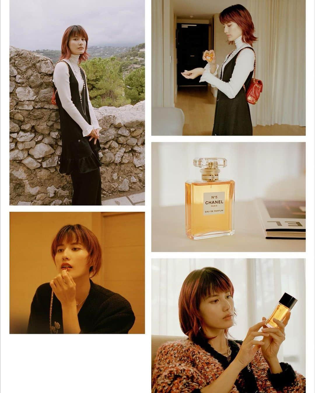 橋本愛のインスタグラム：「I visited Grasse with CHANEL N゜5 PARFUM 💖  Photo：PICZO　 Movie:DAVID ADAMS　 Hair：TIÉ TOYAMA　 Makeup：YUMI ENDO　 Styling：MAKI YANAGITA　 Coordination：MASAE TAKANAKA　  @ellejapan  @chanel.beauty」