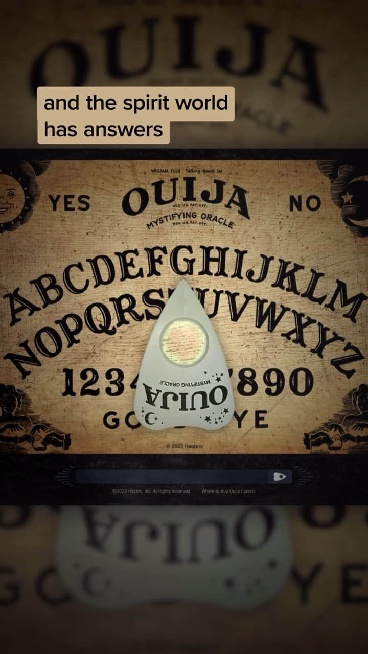 Hasbroのインスタグラム：「Spirits, let’s play 👻🔮 Dive into a new dimension with the AI-powered #ouija board. Access to the spirit realm is open through Wednesday at www.ouija.com (or tap the link in bio).」