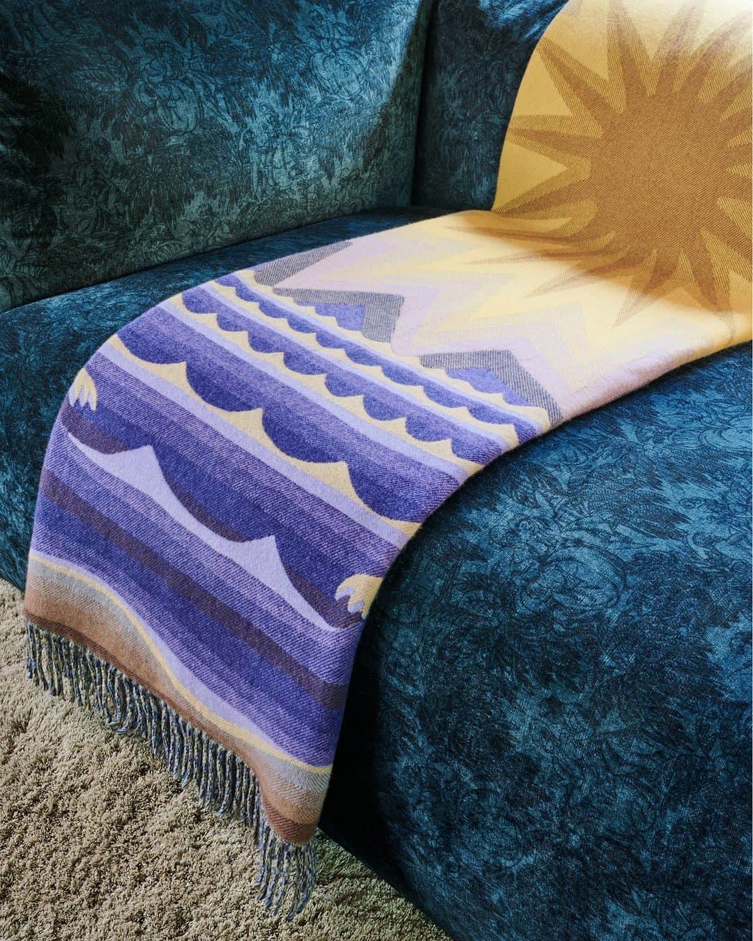 エトロのインスタグラム：「Jacquard cashmere blankets designed with artist @amyplincoln celebrate the splendor of nature.  Discover more on etro.com」