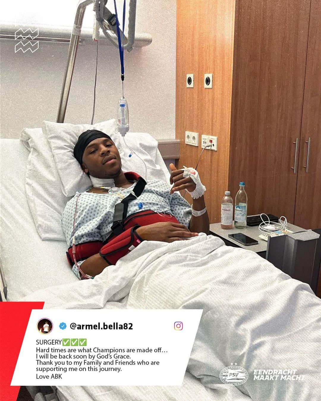 PSVアイントホーフェンさんのインスタグラム写真 - (PSVアイントホーフェンInstagram)「Armel Bella-Kotchap has successfully undergone surgery. Wishing you well and a speedy recovery, Armel! ❤️」10月30日 22時34分 - psv