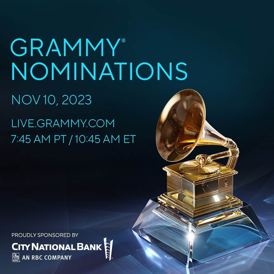 The GRAMMYsのインスタグラム：「🎤 Ready to witness GRAMMY history?  🎶 The 2024 nominations livestream will feature some of the leading voices in music today, including: 🌟 @AroojAftab 🌟 @AmyGrantOfficial 🌟 @CherylPawelski 🌟 @GayleKing 🌟 @HarveyMasonjr 🌟 @JeffTweedy 🌟 @flytetymejam 🌟 @JonBonJovi 🌟 Judith Sherman 🌟 @KimPetras 🌟 @MuniLong 🌟 @NateBurleson 🌟 @RocsiDiaz 🌟 @SamaraJoySings 🌟 @St_Vincent 🌟 @TonyDokoupil 🌟 @VinceGillOfficial 🌟 @alfredyankovic   ✨ Watch the big reveal on November 10 at 7:45 AM PT / 10:45 AM ET at live.GRAMMY.com, and be the first to know who this year’s #GRAMMYs nominees are.  Proudly sponsored by @CityNationalBank.」