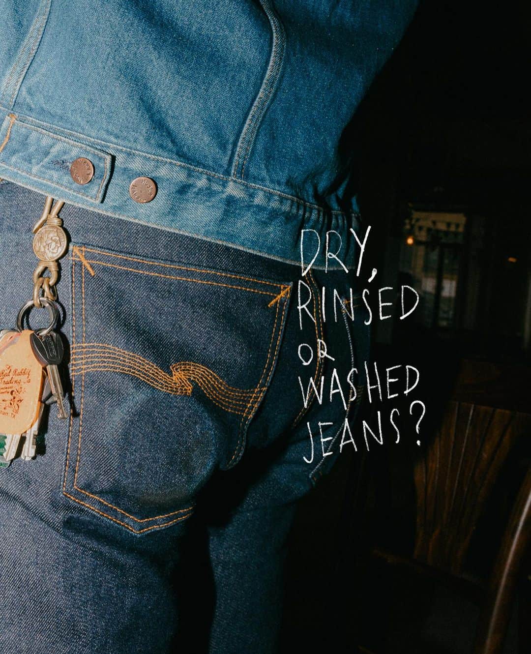 ヌーディージーンズのインスタグラム：「From the crisp embrace of untouched denim to the softened hues of washed favorites. #NudieJeans #createtomorrowsvintage」