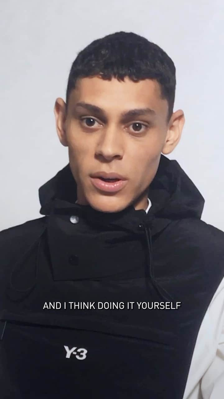 ワイスリーのインスタグラム：「@gavrielaugust – music producer and artist.   “Doing it yourself is the best way to figure out who you are.”   Chapter 4, FW23 Directed by @stiniroehrs   #adidas #Y3 #YohjiYamamoto」