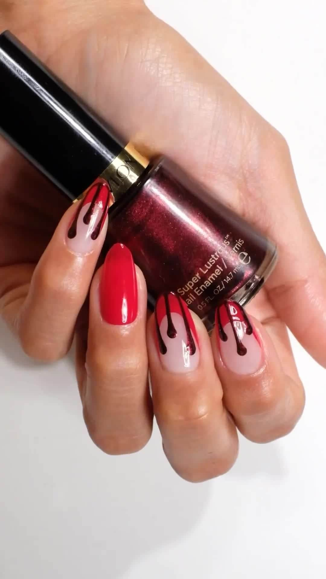 Revlonのインスタグラム：「Drip drip 🩸🩸  💅 by @overglowedit using: #SuperLustrous Nail Enamel in Divine #UltraHD Snap! in Cherry on Top」