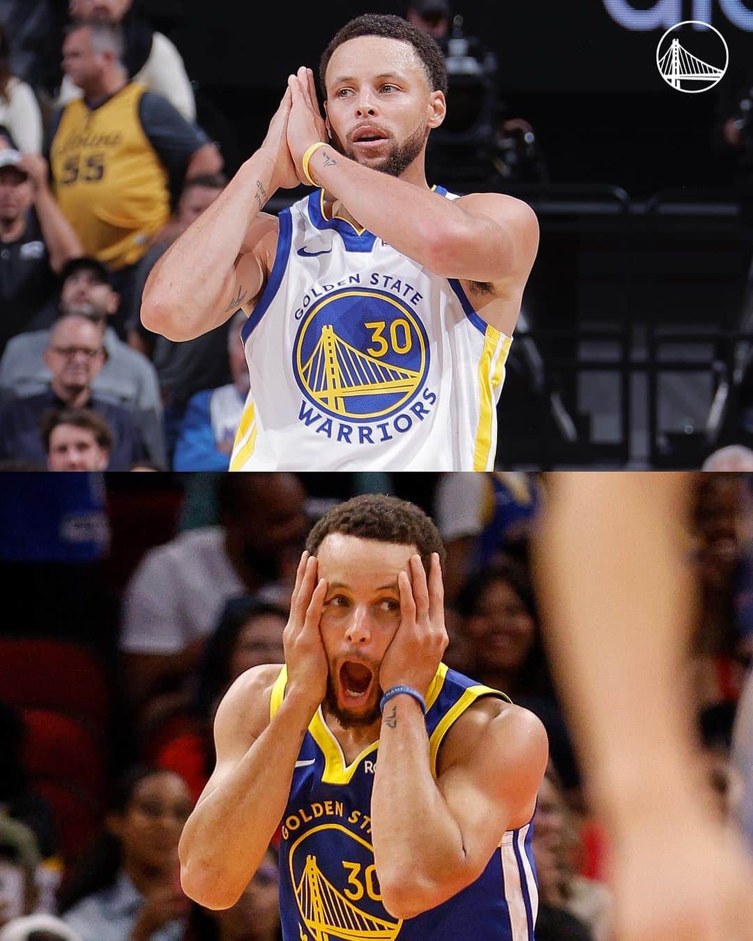 ゴールデンステート・ウォリアーズのインスタグラム：「Two wins this year. Two iconic celebrations.   Which is your favorite?」