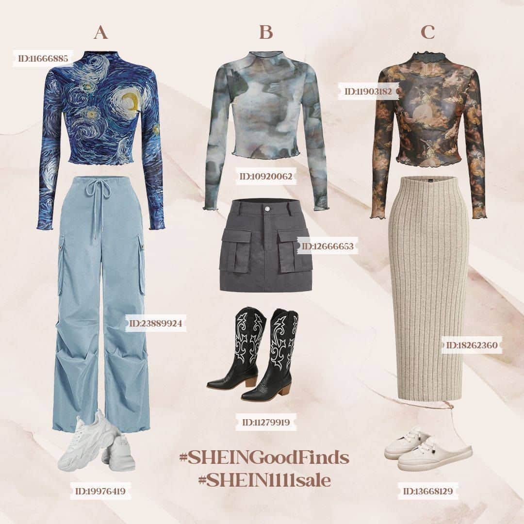 SHEINのインスタグラム：「Holiday gifting is an art 🎨 Which watercolor-inspired top would bring creativity to you and your friends' closets? Brush up on your saving skills by shopping them at our #SHEIN1111sale  🔗:https://shein.shop/va7v933  #SHEINGoodFinds」