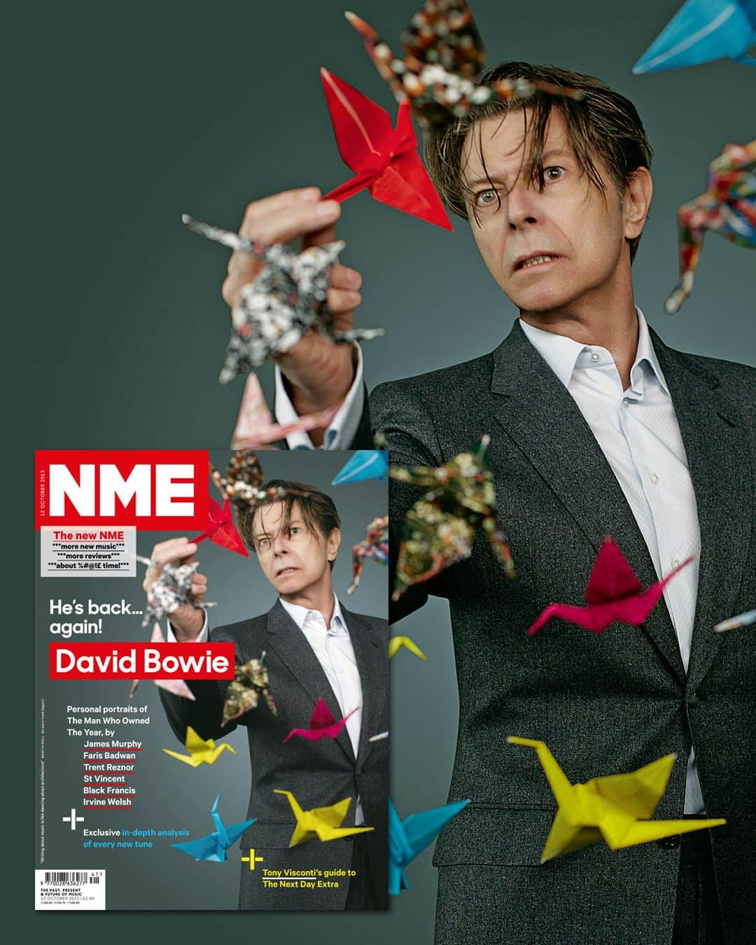 デヴィッド・ボウイさんのインスタグラム写真 - (デヴィッド・ボウイInstagram)「WHEN NME RELAUNCHED WITH AN EXCLUSIVE BOWIE COVER  “Me, I'm fresh on your pages...”  Ten years ago this month (12th October, 2013), NME magazine launched a new look with a special Bowie 12-page cover feature.  Under the headline: “David Bowie He’s back…again! ” the feature included the following...  Personal portraits of The Man Who Owned The Year, by: James Murphy, Faris Badwan, Trent Reznor, St Vincent, Black Francis and Irvine Welsh.  The stunning Bowie cover was another NME exclusive taken by Jimmy King. Hat’s off to him for so many great portraits of DB that year.  Here’s a bit from NME editor Mike Williams on the new look popular music weekly...  “You could call the changes to NME a redesign, but we prefer to think of it as a reinvention. And in the spirit of reinvention, only one artist could grace this week’s cover: David Bowie. David Bowie is the cosmic umbilical cord that connects the past, present and future of music. The new NME aims to be the definitive guide to all the above.”  Impressive 60" x 40" billboard posters featuring the Bowie cover barely survived the onslaught from ambitious fans hoping to remove them in one piece.   #BowieNME」10月31日 10時02分 - davidbowie