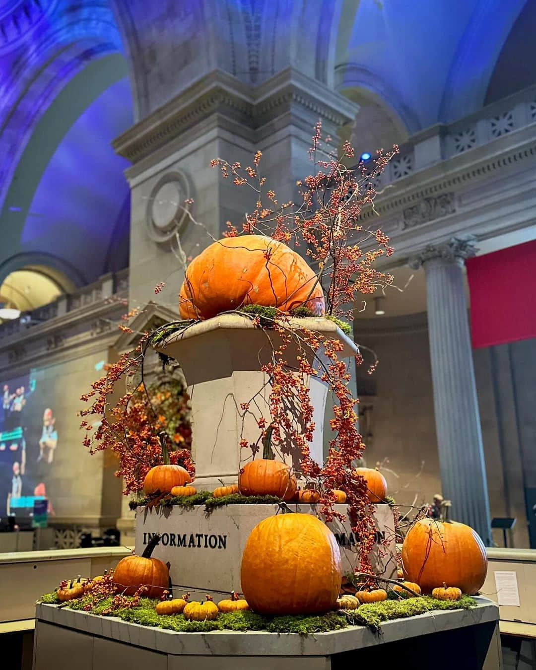 メトロポリタン美術館のインスタグラム：「Gourd vibes only 🎃✨  Orange you glad the pumpkins are out? Stop by The Met to see our annual fall display of flowers and pumpkins in the Great Hall. Wishing you a grand and ghoulish Hallo-week, dear art-lovers. 👻」