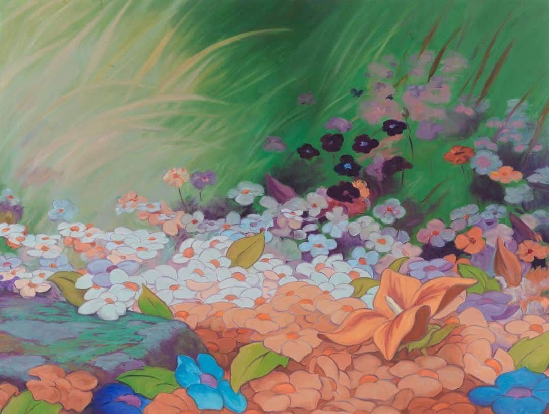 のインスタグラム：「"Using popular iconography helps me focus on the materiality of the works and the processes behind them. The Disney paintings are more object than image." —Dan Colen  Gagosian is pleased to announce its participation in ART021 Shanghai (@art021_official) next month with a solo presentation of new and recent paintings by Dan Colen (@hellhillel), including nine new paintings from his "Mother" series of Disney-inspired paintings and two paintings from the "Woodworker" series. These works refer to the Disney films "Snow White and the Seven Dwarfs" (1937), "Pinocchio" (1940), "Bambi" (1942), and "The Fox and the Hound" (1981). The narratives of these familiar animations center on the fragility of life and the transformative power of loss. Follow the link in our bio to learn more.  __________ #DanColen #ART021 #Gagosian Dan Colen, "Mother (Flowers)," 2023 © Dan Colen. Photo: Rob McKeever」