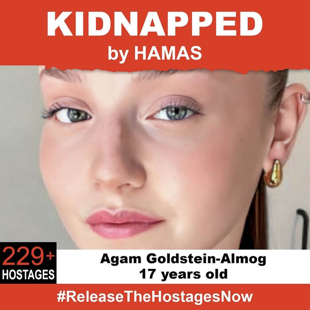 ジェナ・ディーワンさんのインスタグラム写真 - (ジェナ・ディーワンInstagram)「On October 7th,  17-year old Agam was stolen from her family when Hamas terrorists invaded Israel. Agam is one of 229 hostages being held captive in Gaza in unknown conditions for over three weeks.  She should be home with her family.   Release Agam now!   To see photos of all of the hostages and to share a poster yourself, please visit @kidnappedfromisrael #ReleaseTheHostagesNow」10月31日 3時48分 - jennadewan