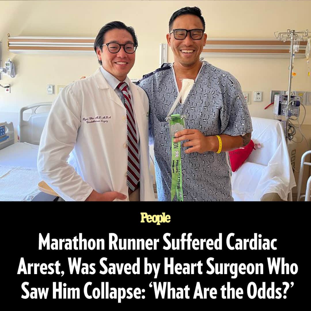 People Magazineさんのインスタグラム写真 - (People MagazineInstagram)「Tuan Pham, from San Pedro, is an avid runner and signed up for the 39th Long Beach Half Marathon with his 16-year-old son Josh. With two miles left in the race, Pham was excited to meet up with his son, who had already crossed the finish line, when he suddenly collapsed and went into cardiac arrest.  Luckily for Pham, Dr. Ryan Chiu, a cardiothoracic surgeon at Long Beach Memorial, was leaving a restaurant when he witnessed the medical emergency. Pham was unresponsive and had no pulse so Chiu stepped in and immediately started CPR.   While performing CPR, Chiu called Long Beach Memorial to assemble a team to perform emergency surgery. When an ambulance arrived for Pham, Chiu got in his car and followed them to the hospital.   At the hospital, doctors discovered that Pham had significant coronary artery disease and Chiu performed a triple bypass surgery, saving his life.   Tap our bio link to read more. | 📸: Long Beach Memorial」10月31日 4時10分 - people