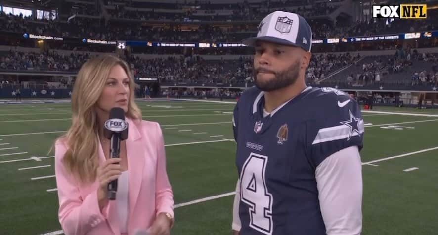 エリン・アンドリューズのインスタグラム：「#ICYMI Wk 8 post game with @_4dak keeping momentum after bye week  @dallascowboys @nflonfox @jilliangregory @alyssafgreene」