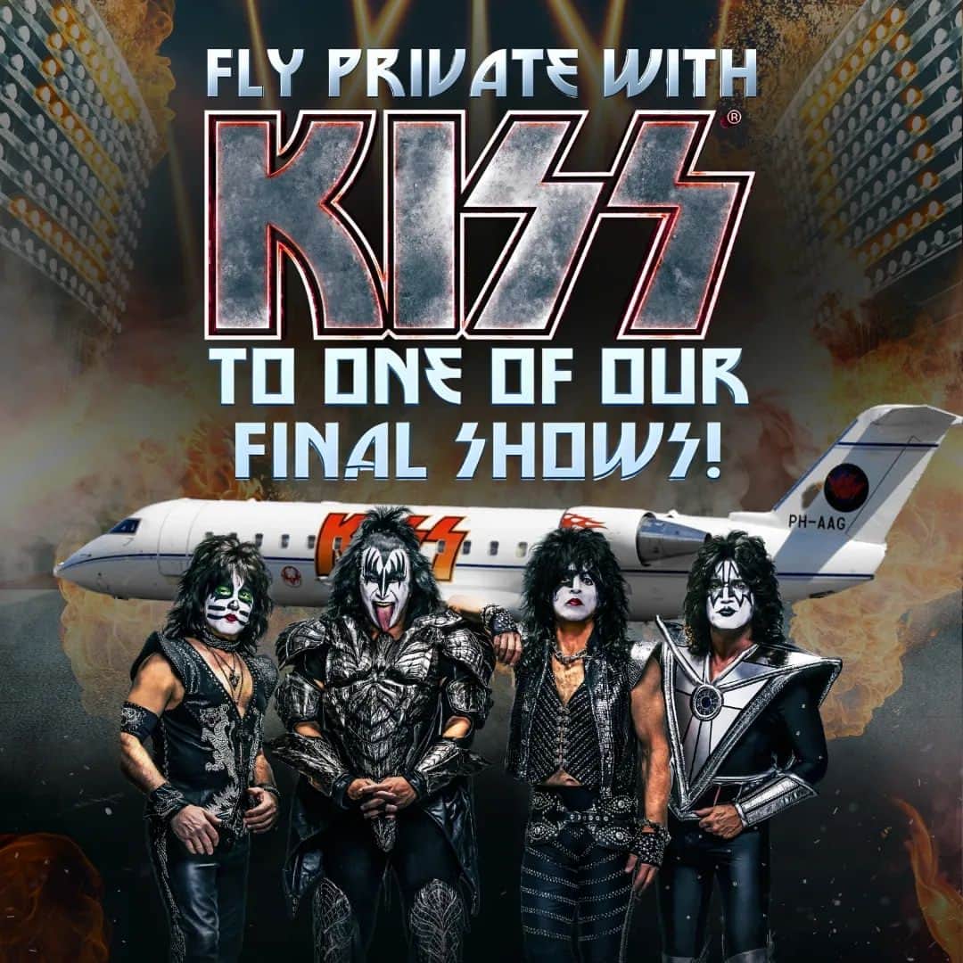 KISSのインスタグラム：「🤘Win 2 seats on our PRIVATE KISS JET plus 2 Ultimate VIP packages for one of our final shows! 🔥  Donate now to support @childrenoftherainforest and you could be flying with us on our final tour.   Donate To Win and learn more at: fandiem.com/kiss   @winwithfandiem」