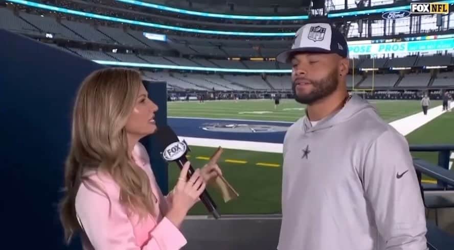 エリン・アンドリューズのインスタグラム：「#ICYMI Week 8 Pregame w/ @_4dak  @dallascowboys @nflonfox @jilliangregory @alyssafgreene」