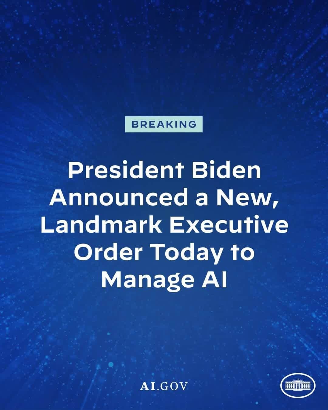 The White Houseのインスタグラム：「Here’s how President Biden’s landmark Executive Order on AI will ensure America leads the way in this period of technological change while keeping Americans safe.」
