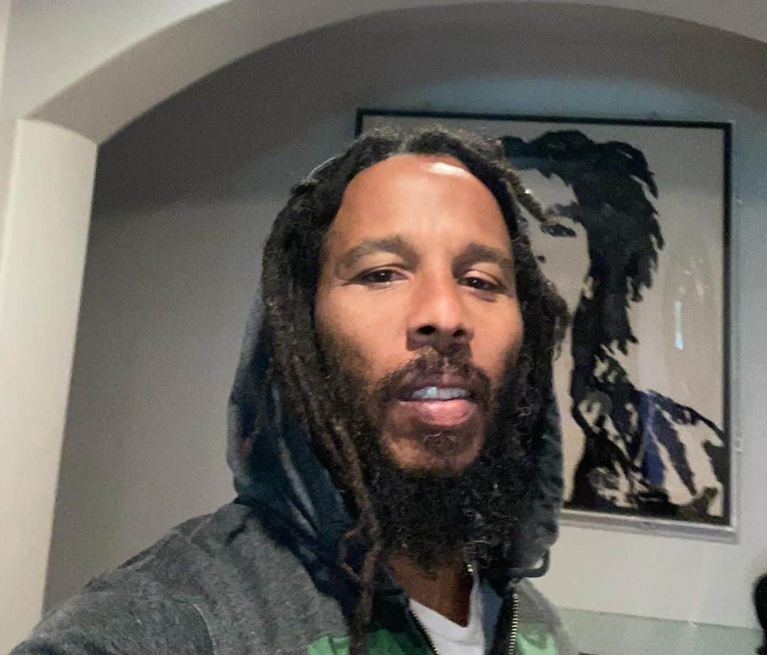 のインスタグラム：「From @ziggymarley  Lost am I in my memories  #bobmarley art piece in vinyl records by @mrbrainwash」