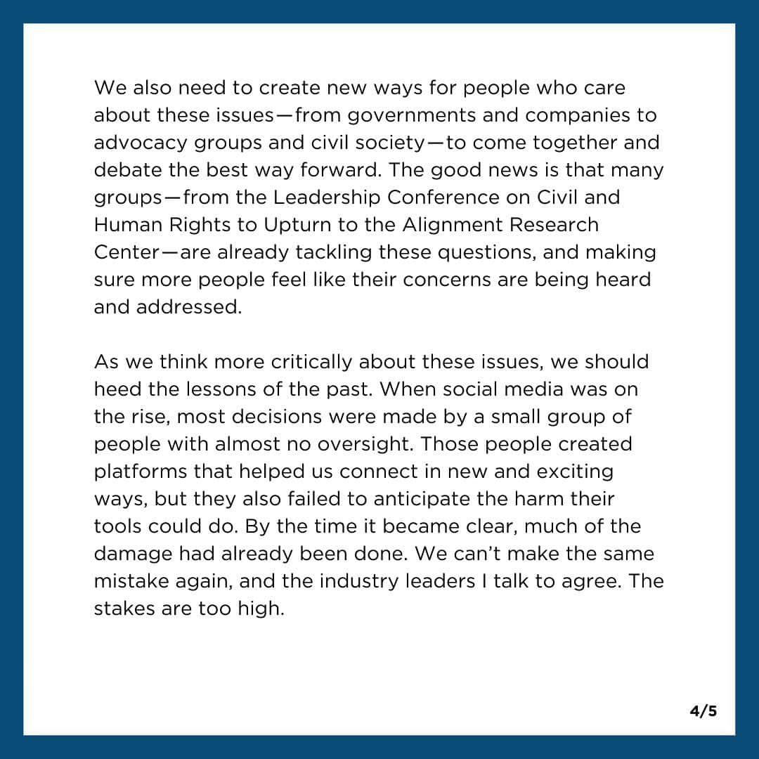 Barack Obamaさんのインスタグラム写真 - (Barack ObamaInstagram)「Artificial Intelligence has the potential to change the way we work, learn, and create. I'm glad to see @POTUS Biden signing an executive order on AI designed to encourage innovation while avoiding some of the biggest risks. Congress should follow his lead and look to his executive order for opportunities to fund this work.」10月31日 4時23分 - barackobama