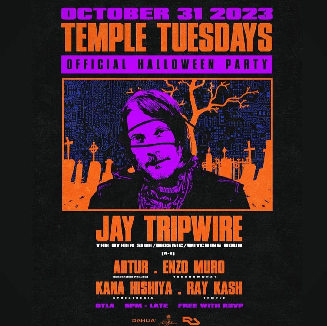 KanaKatanaさんのインスタグラム写真 - (KanaKatanaInstagram)「Tomorrow will be fun 🎃 @templelosangeles x @jaytripwire and the homies   Ticket price will go up 🔜🪩🎟️ head to @resident_advisor 🐾  📸 @jamie.jar」10月31日 5時19分 - kanahishiya