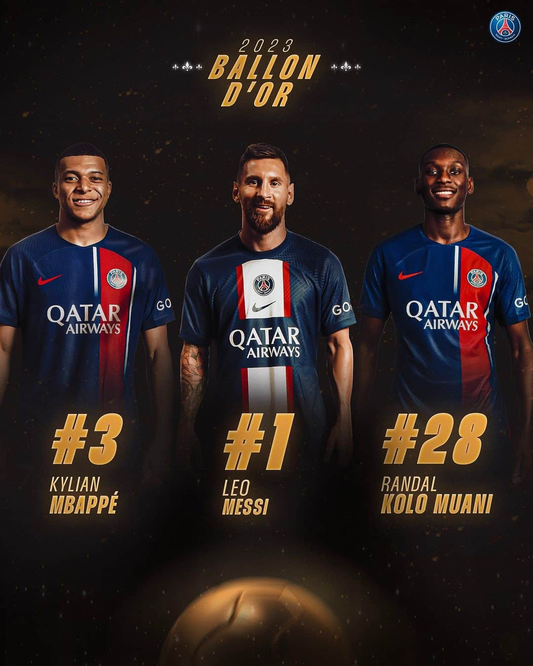 パリ・サンジェルマンFCさんのインスタグラム写真 - (パリ・サンジェルマンFCInstagram)「“The Ballon d'Or celebrates the greatest players in the game around the world. We are very proud two of our PSG men’s players last season have been recognised on the podium, reflecting the brilliance of both Leo and Kylian. We’re also delighted to see our summer signing Randal recognised, showing the standards of excellence and distinction maintained at Paris Saint-Germain year on year.”  Nasser Al-Khelaïfi, President & CEO of Paris Saint-Germain  « Le Ballon d'Or célèbre les plus grands joueurs du monde entier. Nous sommes très fiers que deux de nos joueurs du PSG 2022-23 figurent sur le podium, reflétant le génie de Leo et de Kylian. Nous sommes également ravis de voir notre recrue estivale Randal reconnue, démontrant les standards d’excellence maintenus au Paris Saint-Germain année après année. »  Nasser Al-Khelaïfi, Président-Directeur général du Paris Saint-Germain  #BallonDor」10月31日 6時48分 - psg